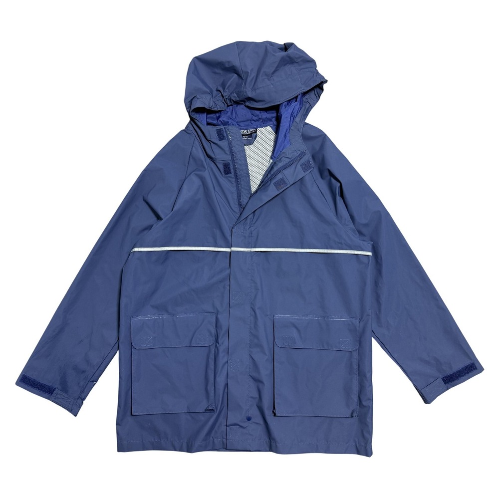 Lands' End Rain Jacket Youth‎ Medium 10-12 Blue Hooded Waterproof Reflective